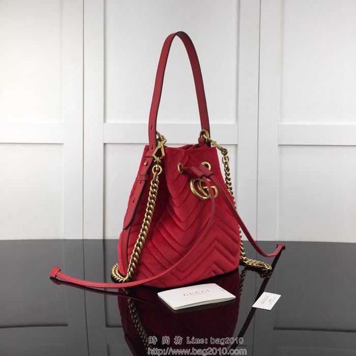 GUCCI古馳 新款 專櫃品質 原單 525081絨布 大紅 時尚肩背包HY1345